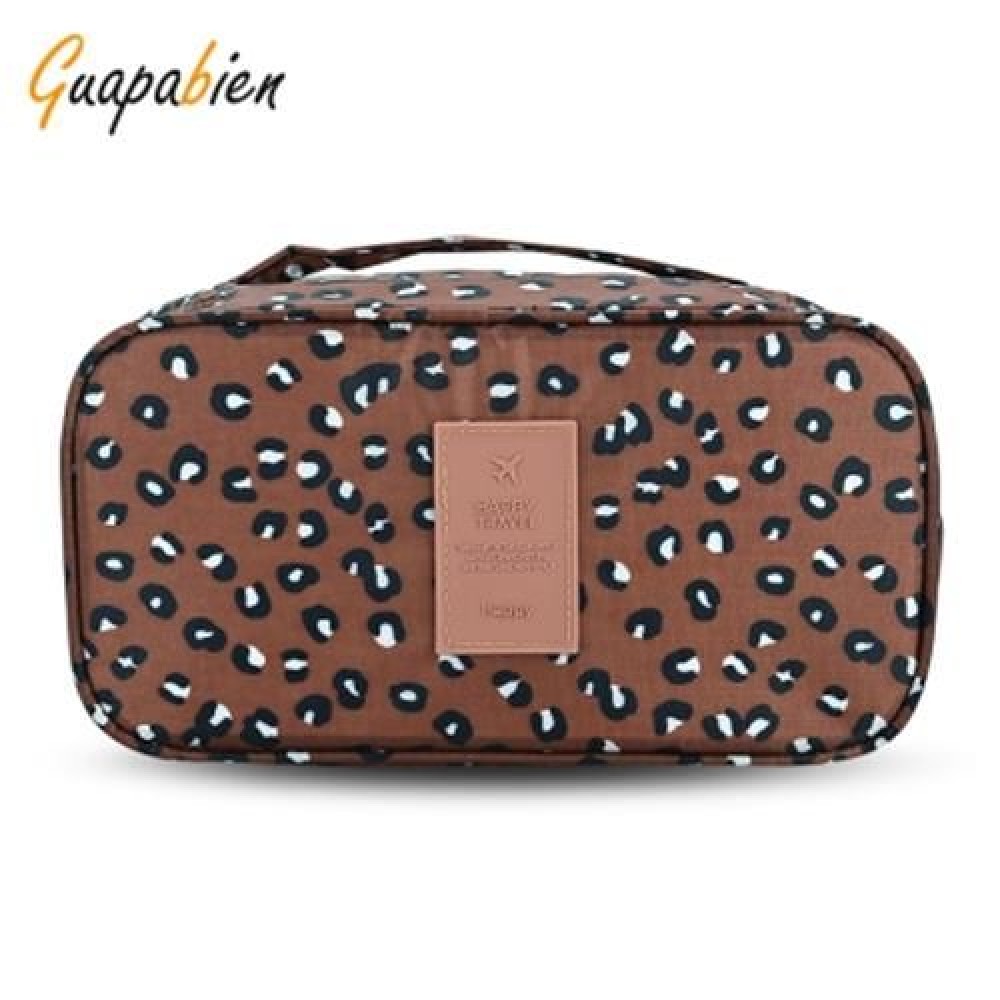 GUAPABIEN MAKEUP UNDERWEAR PRINT PORTABLE TRAVEL POUCH BAG (CAMEL)