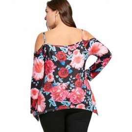 PLUS SIZE FLORAL COLD SHOULDER ASYMMETRIC TOP (FLORAL)