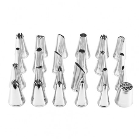 24pcs DIY Stainless Steel Buttercream Icing Piping Nozzles (SILVER WHITE)