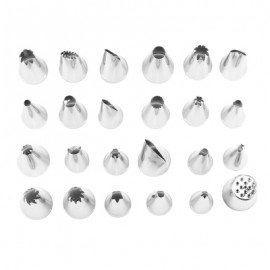 24pcs DIY Stainless Steel Buttercream Icing Piping Nozzles (SILVER WHITE)