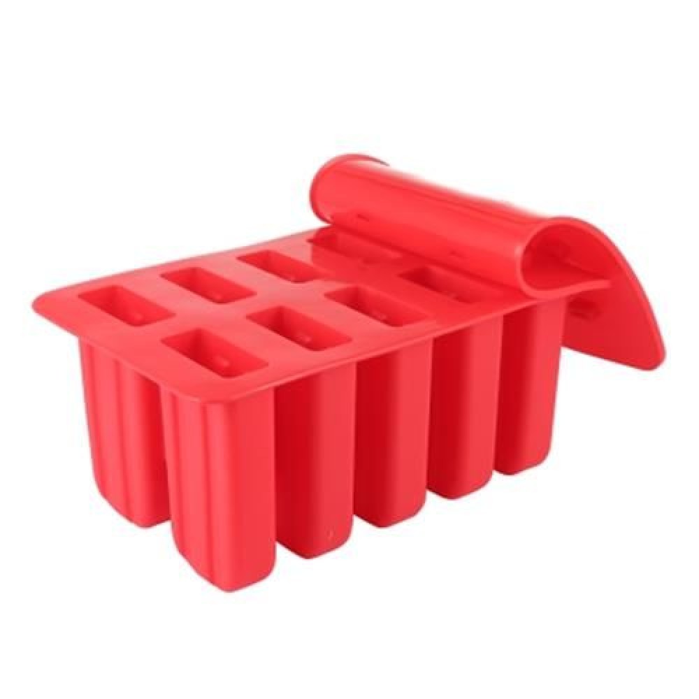 HOUSEHOLD DIY SILICONE ICE CREAM CUBE MOULD WITH 10 CASE (RED)