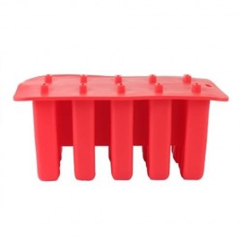 HOUSEHOLD DIY SILICONE ICE CREAM CUBE MOULD WITH 10 CASE (RED)