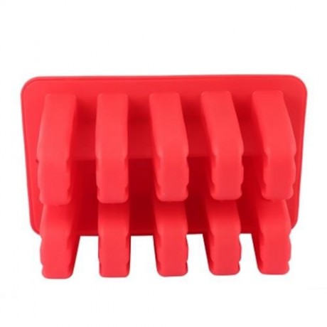 HOUSEHOLD DIY SILICONE ICE CREAM CUBE MOULD WITH 10 CASE (RED)