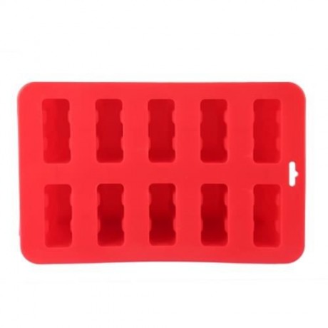 HOUSEHOLD DIY SILICONE ICE CREAM CUBE MOULD WITH 10 CASE (RED)