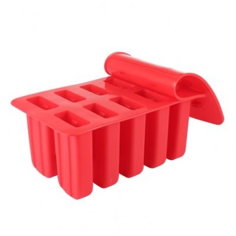 Household DIY Silicone Ice Cream Cube Mould with 10 Case (RED)