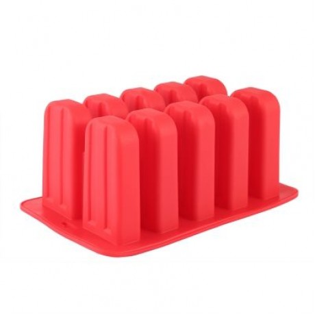 Household DIY Silicone Ice Cream Cube Mould with 10 Case (RED)