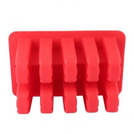 Household DIY Silicone Ice Cream Cube Mould with 10 Case (RED)