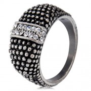 VINTAGE ANTIQUE SILVER RHINESTONE ALLOY WOMEN RING (SILVER)
