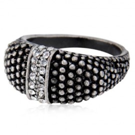 VINTAGE ANTIQUE SILVER RHINESTONE ALLOY WOMEN RING (SILVER)