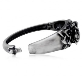VINTAGE ANTIQUE SILVER ROSE RHINESTONE WOMEN BRACELET (SILVER)