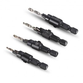 4PCS 1/4 INCH HEX SHANK COUNTERSINK DRILL BIT WITH WRENCH (BLACK)