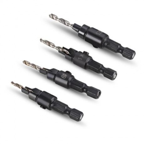 4PCS 1/4 INCH HEX SHANK COUNTERSINK DRILL BIT WITH WRENCH (BLACK)