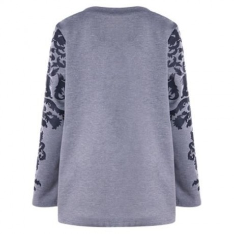 PRINT PLUS SIZE RAGLAN SLEEVE TOP (GRAY)