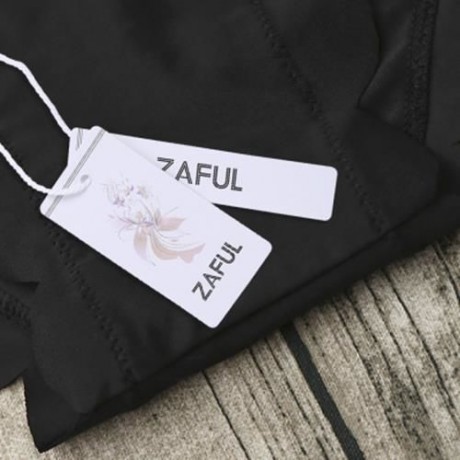 HIGH WAISTED HALTER SCALLOPED BIKINI SET (BLACK)