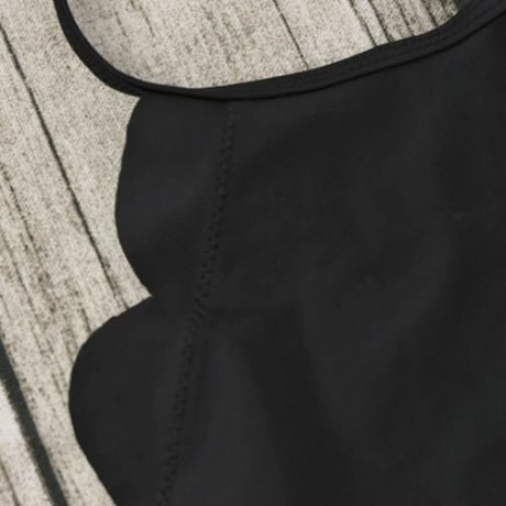 HIGH WAISTED HALTER SCALLOPED BIKINI SET (BLACK)