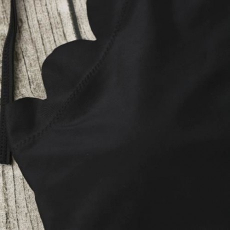 HIGH WAISTED HALTER SCALLOPED BIKINI SET (BLACK)