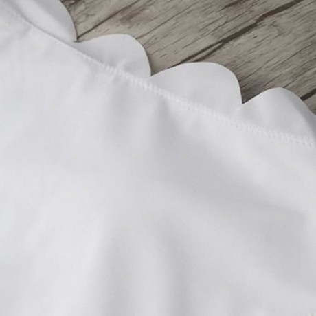 HIGH WAISTED HALTER SCALLOPED BIKINI SET (WHITE)