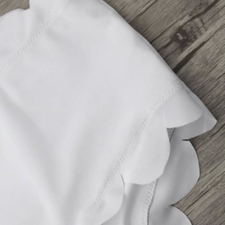 HIGH WAISTED HALTER SCALLOPED BIKINI SET (WHITE)