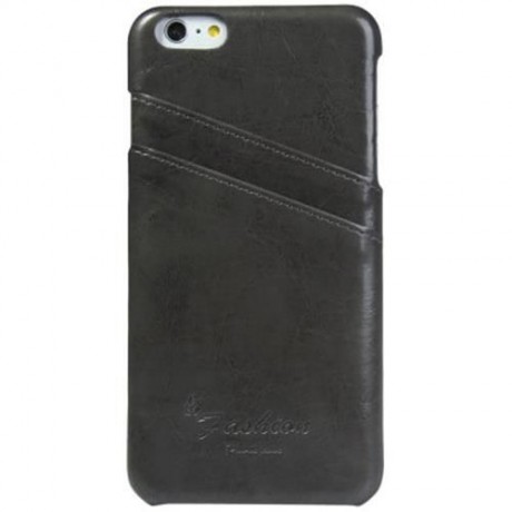 PU LEATHER BACK COVER CASE WITH CARD HOLDER FOR IPHONE 6 PLUS 6S PLUS 5.5 INCHES (BLACK)