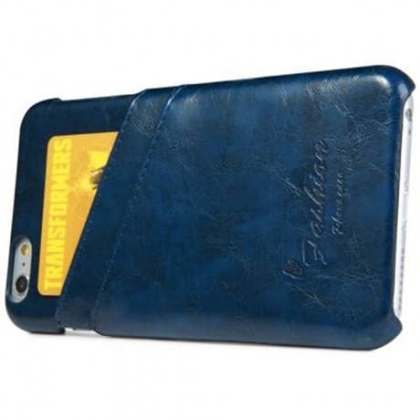 PU LEATHER BACK COVER CASE WITH CARD HOLDER FOR IPHONE 6 PLUS 6S PLUS 5.5 INCHES (SAPPHIRE