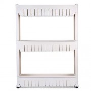 GAP STORAGE SLIM SLIDE OUT TOWER RACK SHELF WITH WHEELS 3-TIER (GREY WHITE)