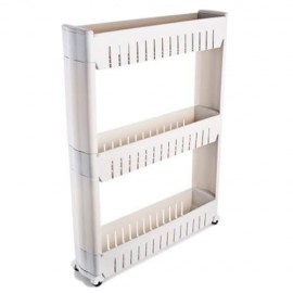 GAP STORAGE SLIM SLIDE OUT TOWER RACK SHELF WITH WHEELS 3-TIER (GREY WHITE)