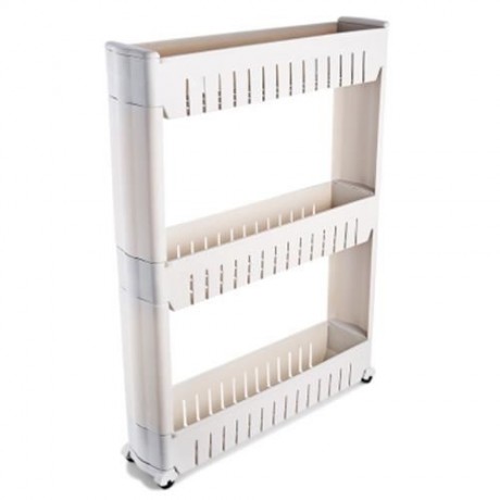 GAP STORAGE SLIM SLIDE OUT TOWER RACK SHELF WITH WHEELS 3-TIER (GREY WHITE)