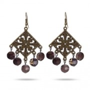 STYLISH BOHEMIAN HOLLOW OUT ALLOY WOMEN DROP EARRINGS (SMOKY GRAY)