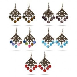 STYLISH BOHEMIAN HOLLOW OUT ALLOY WOMEN DROP EARRINGS (SMOKY GRAY)