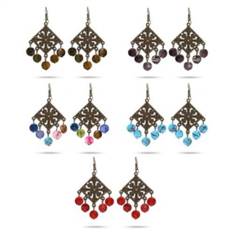 STYLISH BOHEMIAN HOLLOW OUT ALLOY WOMEN DROP EARRINGS (WATERMELON RED)