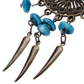 TRENDY BOHEMIAN FRINGED BEADS WOMEN DROP EARRINGS (LAKE BLUE)