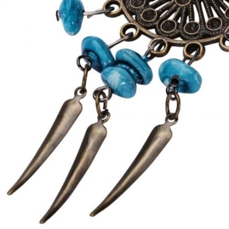 TRENDY BOHEMIAN FRINGED BEADS WOMEN DROP EARRINGS (LAKE BLUE)