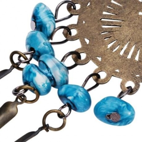 TRENDY BOHEMIAN FRINGED BEADS WOMEN DROP EARRINGS (LAKE BLUE)