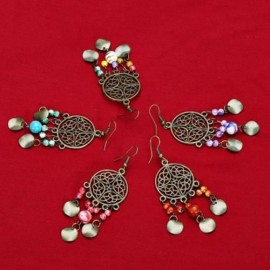VINTAGE HOLLOW OUT FRINGED BEADS WOMEN DROP EARRINGS (PAPAYA)