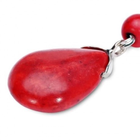 BOHEMIAN WOMEN TURQUOISE BEAD PENDANT HOOK DROP EARRINGS (CLARET)