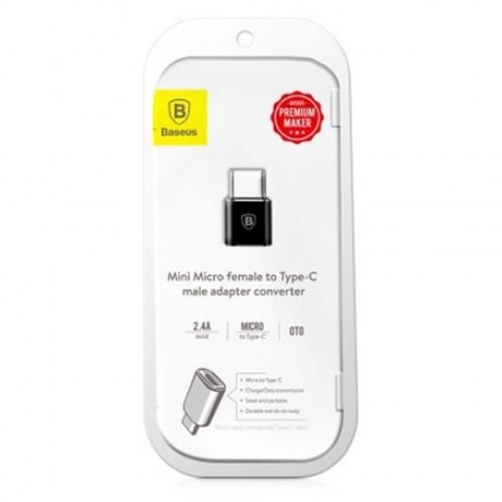 BASEUS MINI OTG MALE TYPE-C TO FEMALE MICRO USB CONVERTER (BLACK)