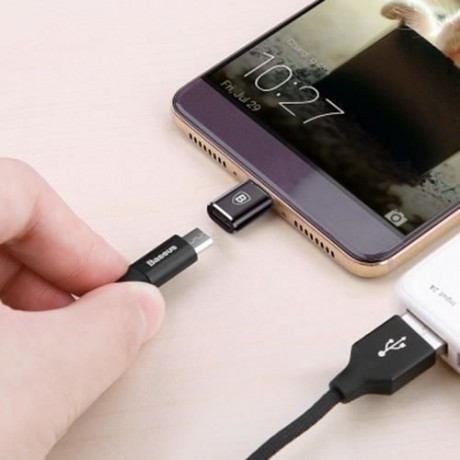 BASEUS MINI OTG MALE TYPE-C TO FEMALE MICRO USB CONVERTER (BLACK)
