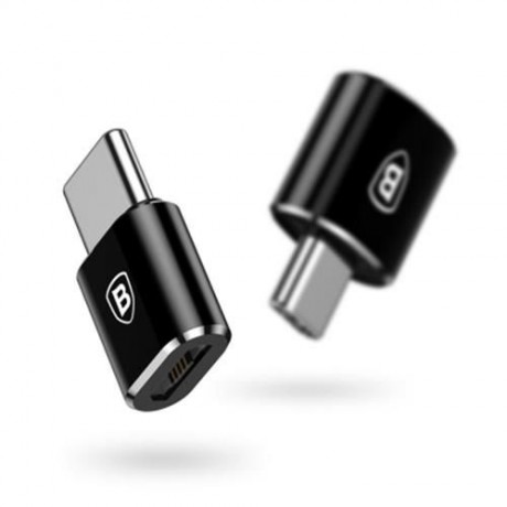 BASEUS MINI OTG MALE TYPE-C TO FEMALE MICRO USB CONVERTER (BLACK)