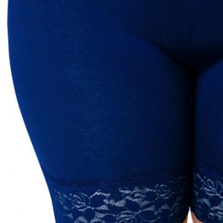 PLUS SIZE LACE INSERT SHORT LEGGINGS (BLUE)