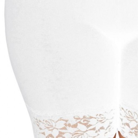 PLUS SIZE LACE INSERT SHORT LEGGINGS (WHITE)