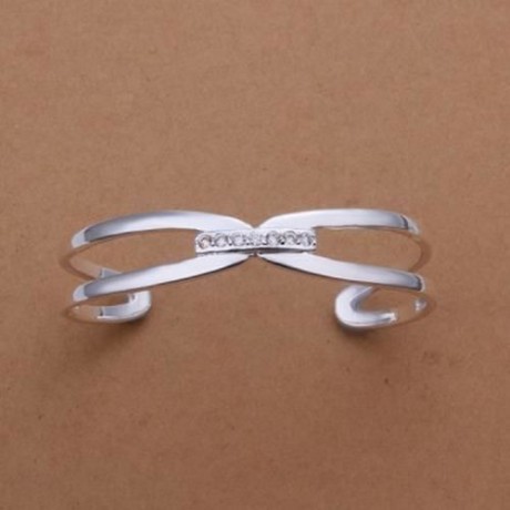 SWEET CUTE WOMEN'S RHINESTONE OPENWORK BRACELET (SILVER)