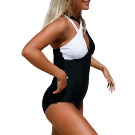 COLOR BLOCK CRISS CROSS SWIMSUIT (BLACK)