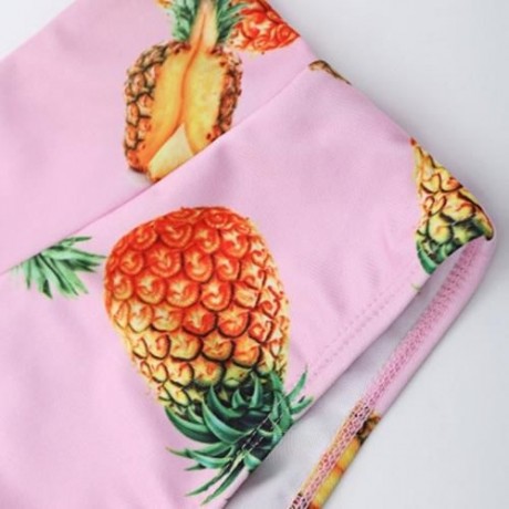 PINEAPPLE PRINT HIGH WAIST BRALETTE BIKINI SET (GREEN)