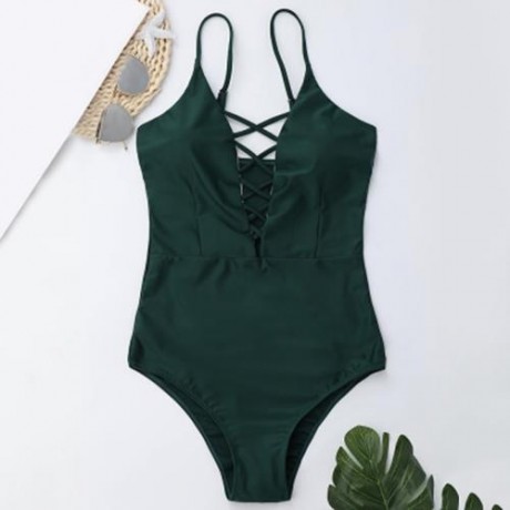 CRISS CROSS ONE PIECE SWIMSUIT (BLACK)