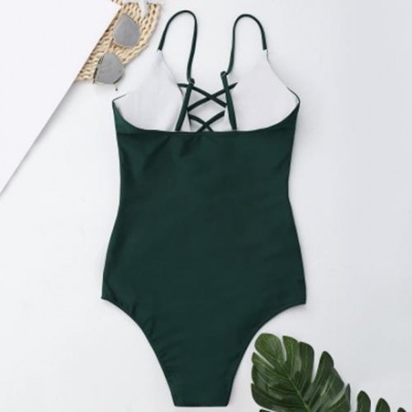 CRISS CROSS ONE PIECE SWIMSUIT (BLACK)