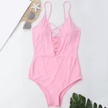 CRISS CROSS ONE PIECE SWIMSUIT (BLACK)