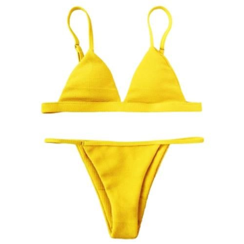 SPAGHETTI STRAP HIGH CUT BIKINI SET (YELLOW)