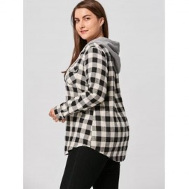 PLUS SIZE FLAP POCKETS PLAID SHIRT HOODIE (COLORMIX)