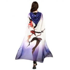 CHIFFON HALLOWEEN WITCH ELEMENT FESTIVAL HOODED CAPE (PURPLE)