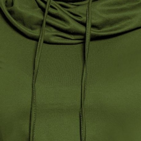 PLUS SIZE FUNNEL COLLAR MAXI ASYMMETRIC HOODIE (ARMY GREEN)